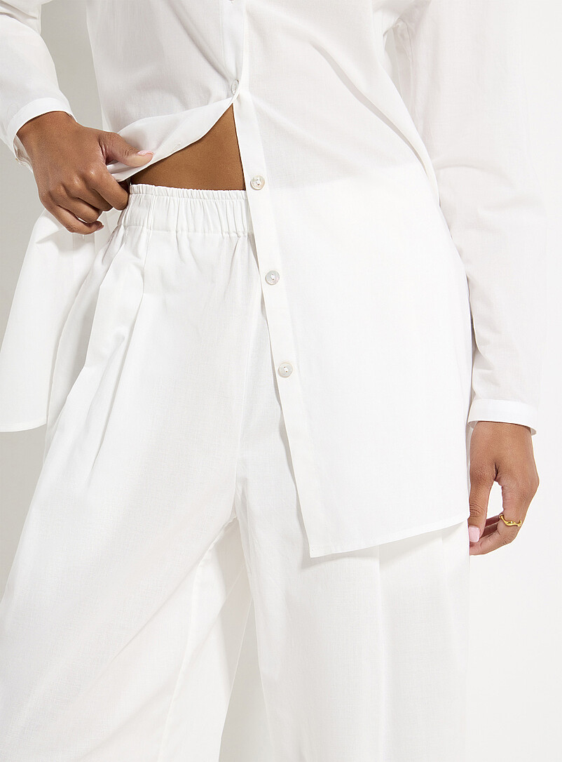 Simons Off White Lightweight cotton wide-leg pant for women