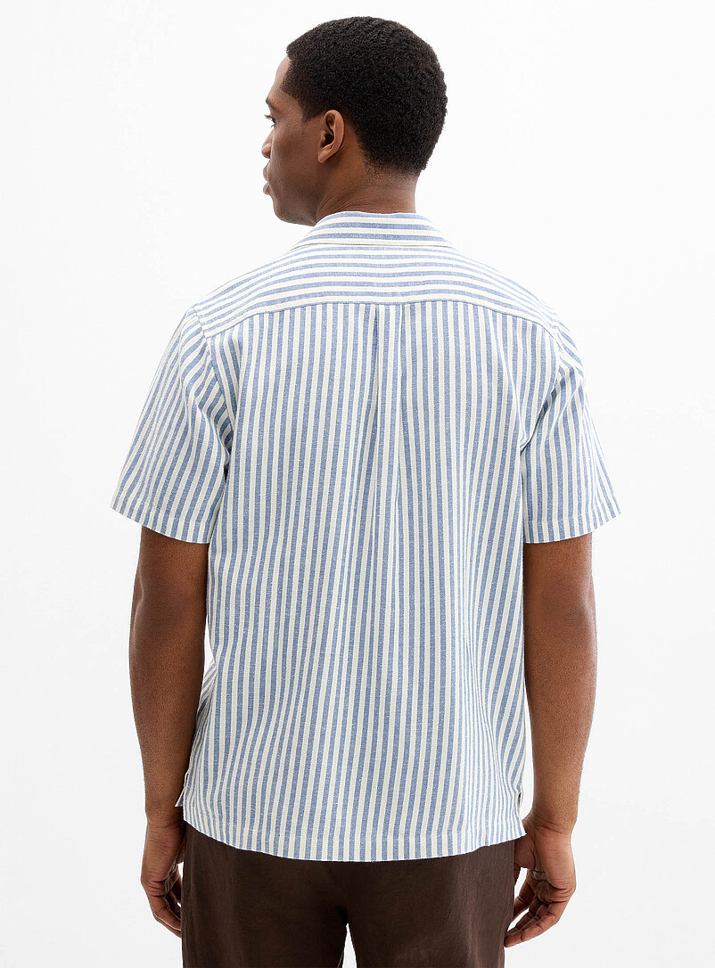 Le 31: La chemise col ouvert rayure parasol Vert fonc&eacute; - Mousse pour homme