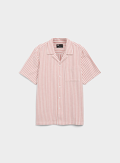 Parasol-stripe camp shirt
