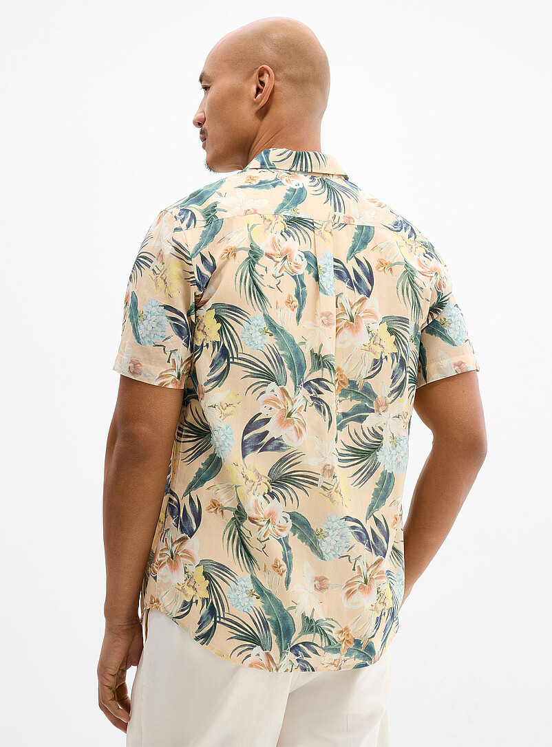 Le 31: La chemise l&eacute;ger voile floral <b>Coupe moderne</b> Vert pour homme