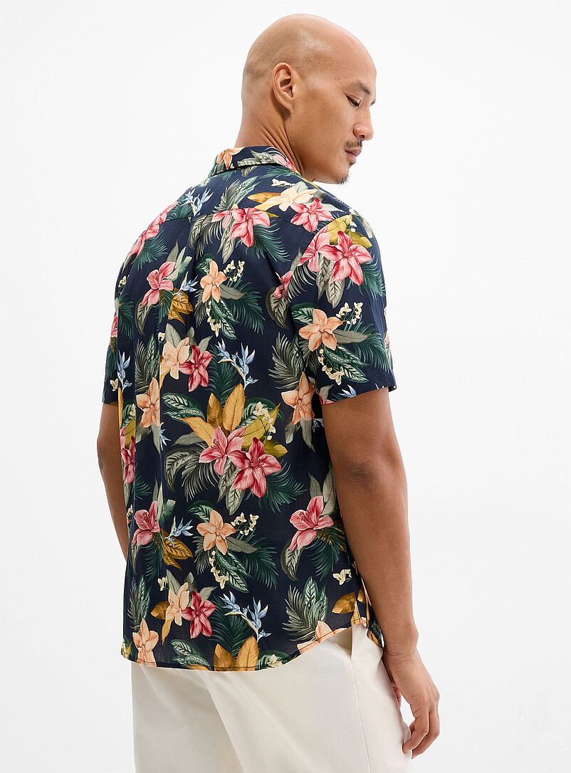 Le 31: La chemise l&eacute;ger voile floral <b>Coupe moderne</b> Vert pour homme