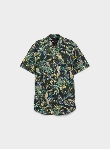 Le 31: La chemise l&eacute;ger voile floral <b>Coupe moderne</b> Vert pour homme