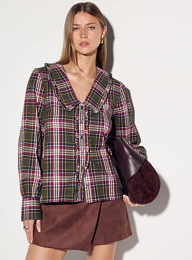 La chemise carreaux et volants col Claudine