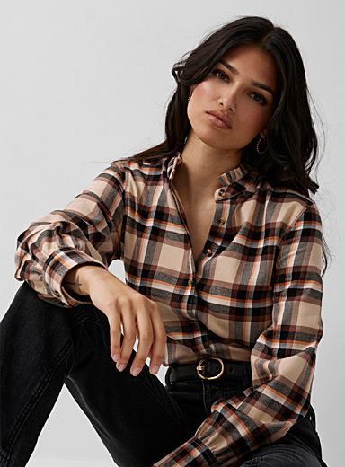 Victorian-collar flannel shirt | Icône | Women%u2019s Shirts | Simons