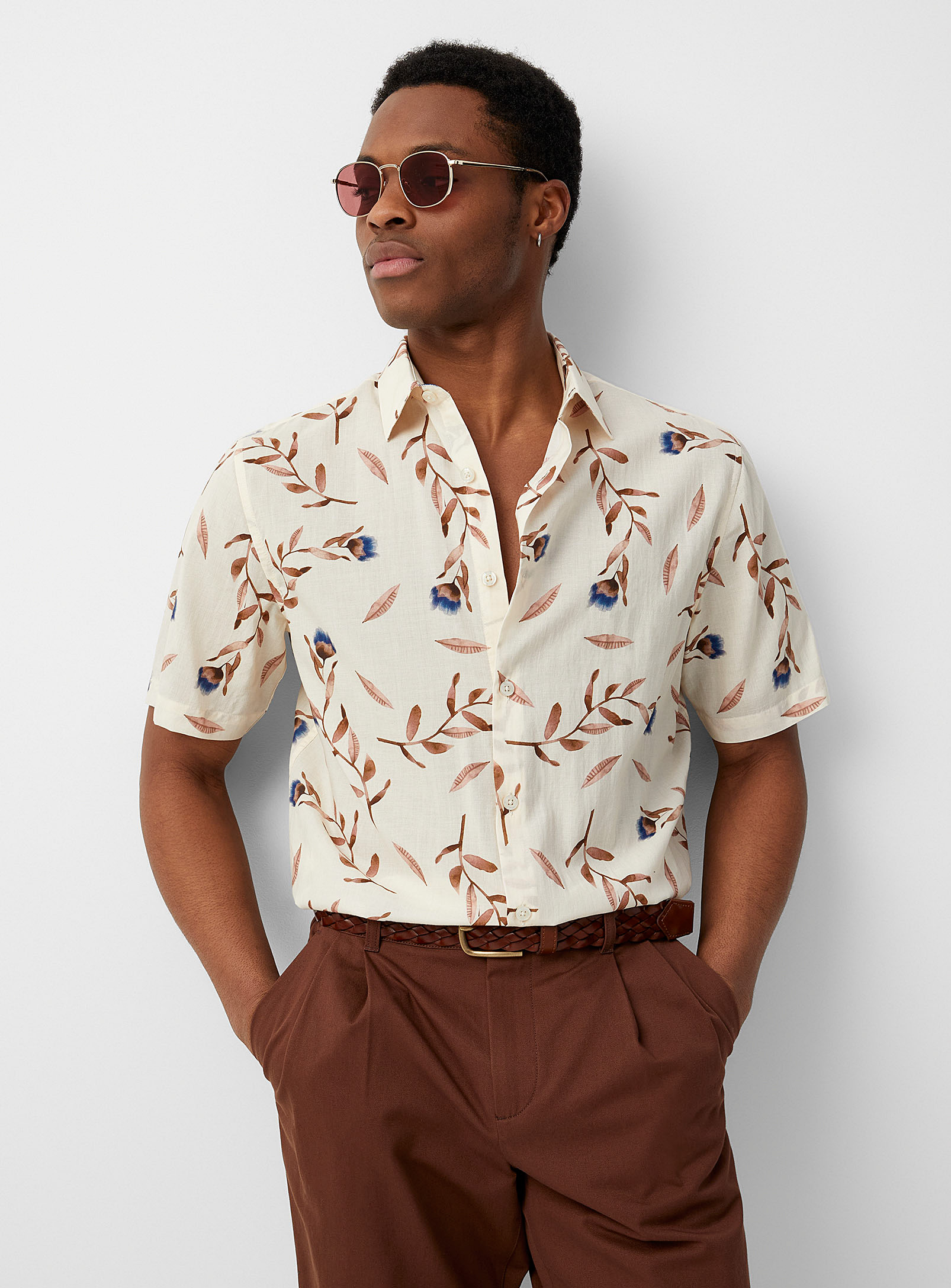 Le 31 Featherweight Floral Shirt Modern Fit In Oxford