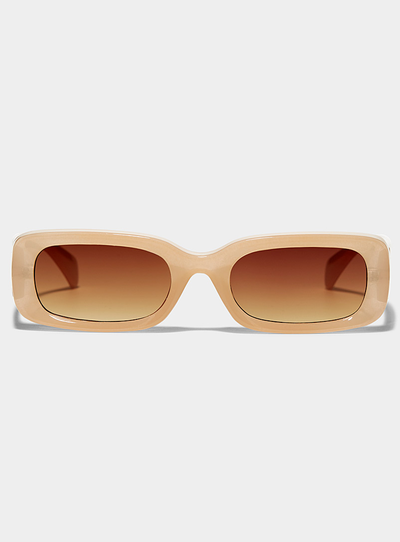 Simons Cream Beige Small rectangular sunglasses for women