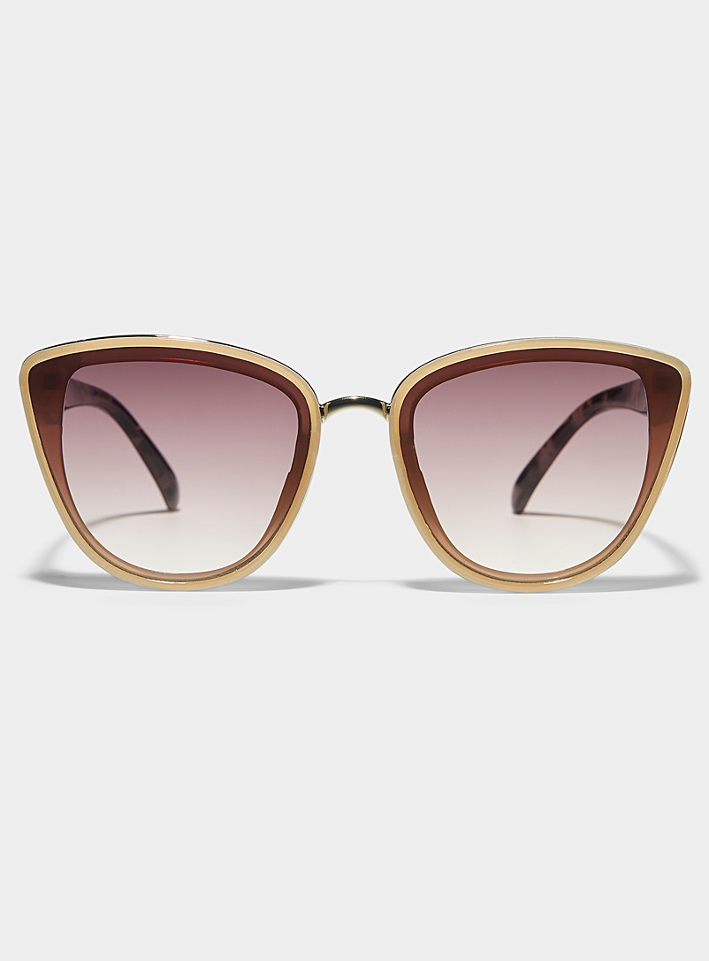 Simons Cream Beige Metallic accent cat-eye sunglasses for women