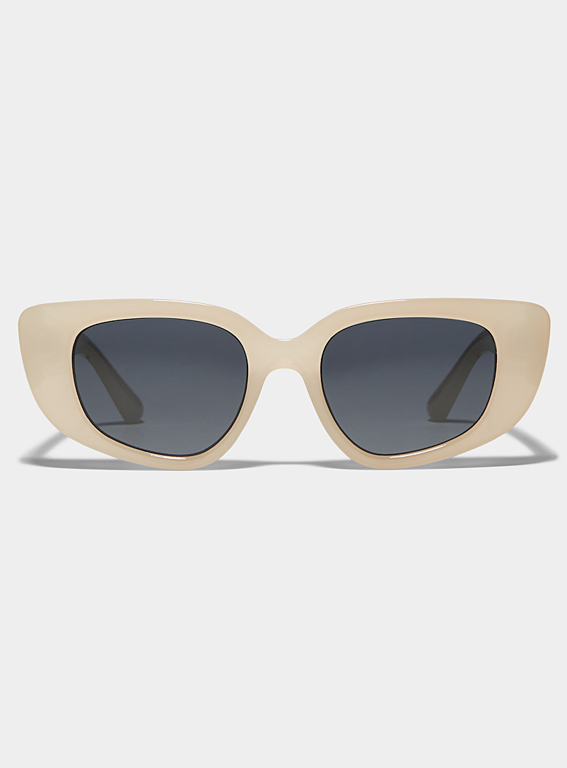 Simons: Les lunettes de soleil ovales abstraites Whisper Blanc pour femme