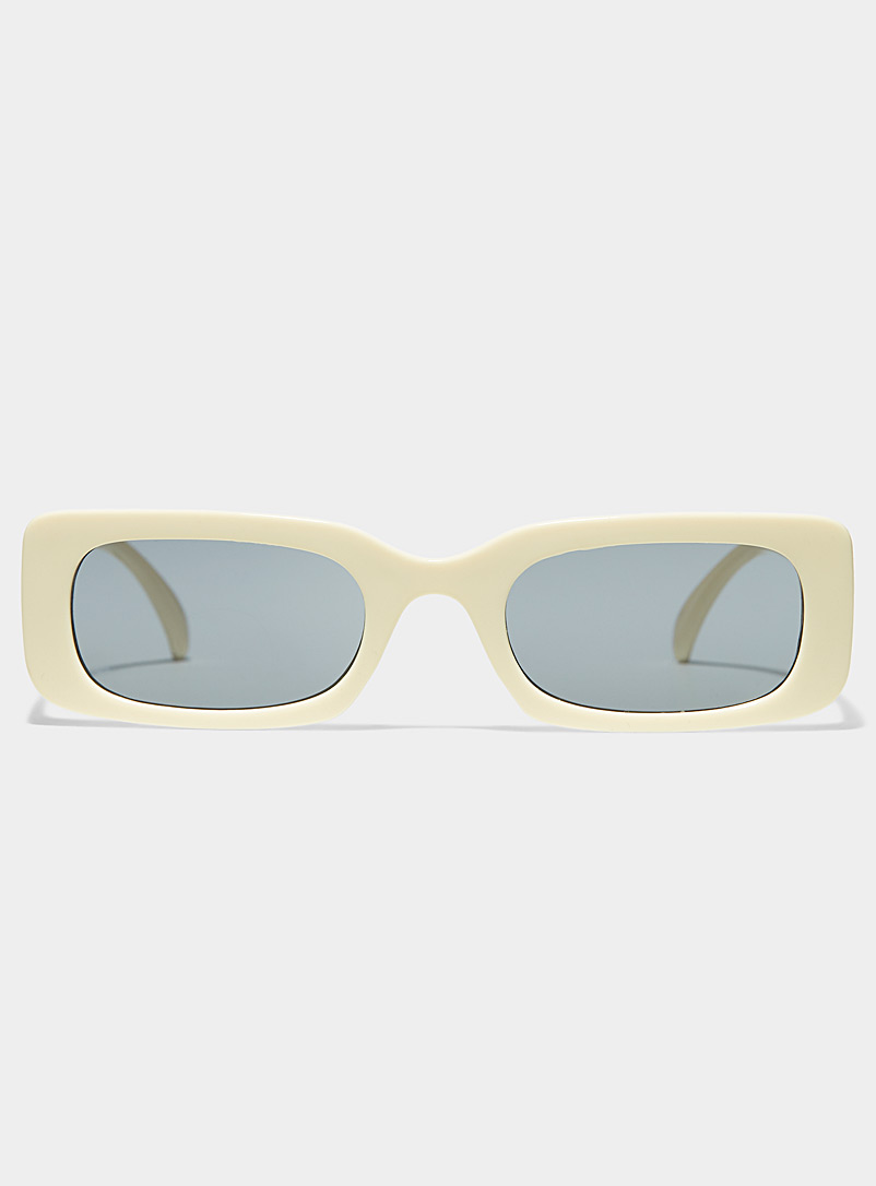 Simons Cream Beige Jupiter rectangular sunglasses for women
