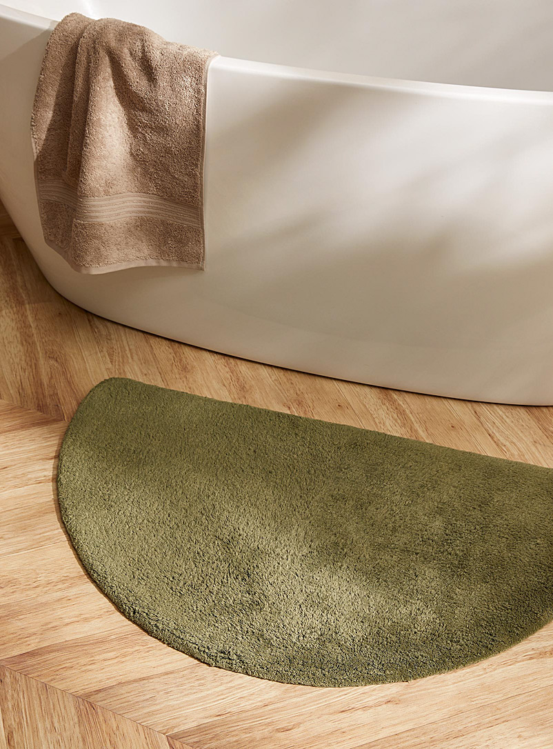 Simons Maison: Le tapis de bain coton bio demi-lune 50 x 90 cm Vert foncé-mousse-olive