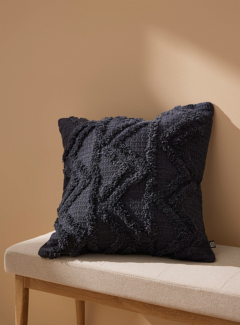 Simons Maison Marine Blue Textured chenille cushion 50 x 50 cm