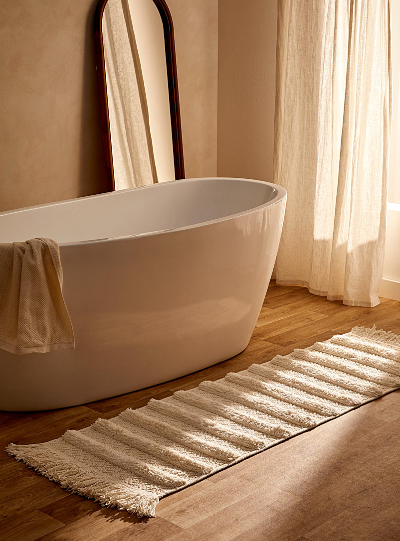 Simons Maison: Le grand tapis de bain volume texturé 50 x 150 cm Ivoire blanc os