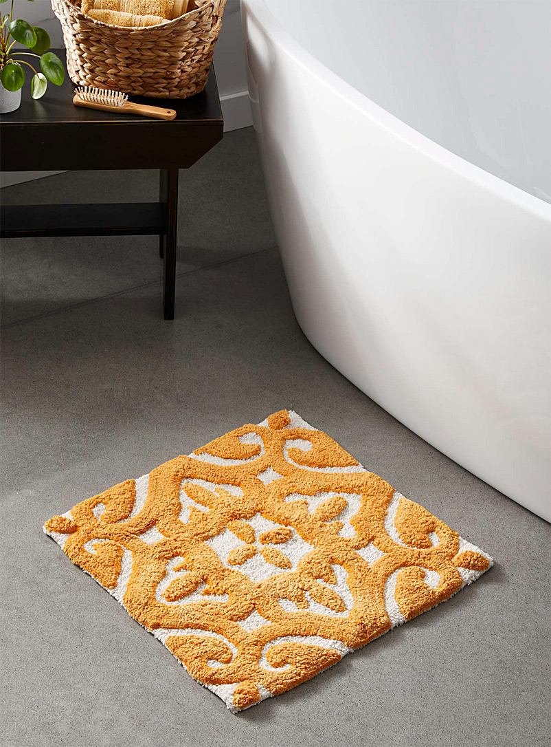 Simons Maison Patterned Yellow Moroccan tile bath mat 50 x 50 cm