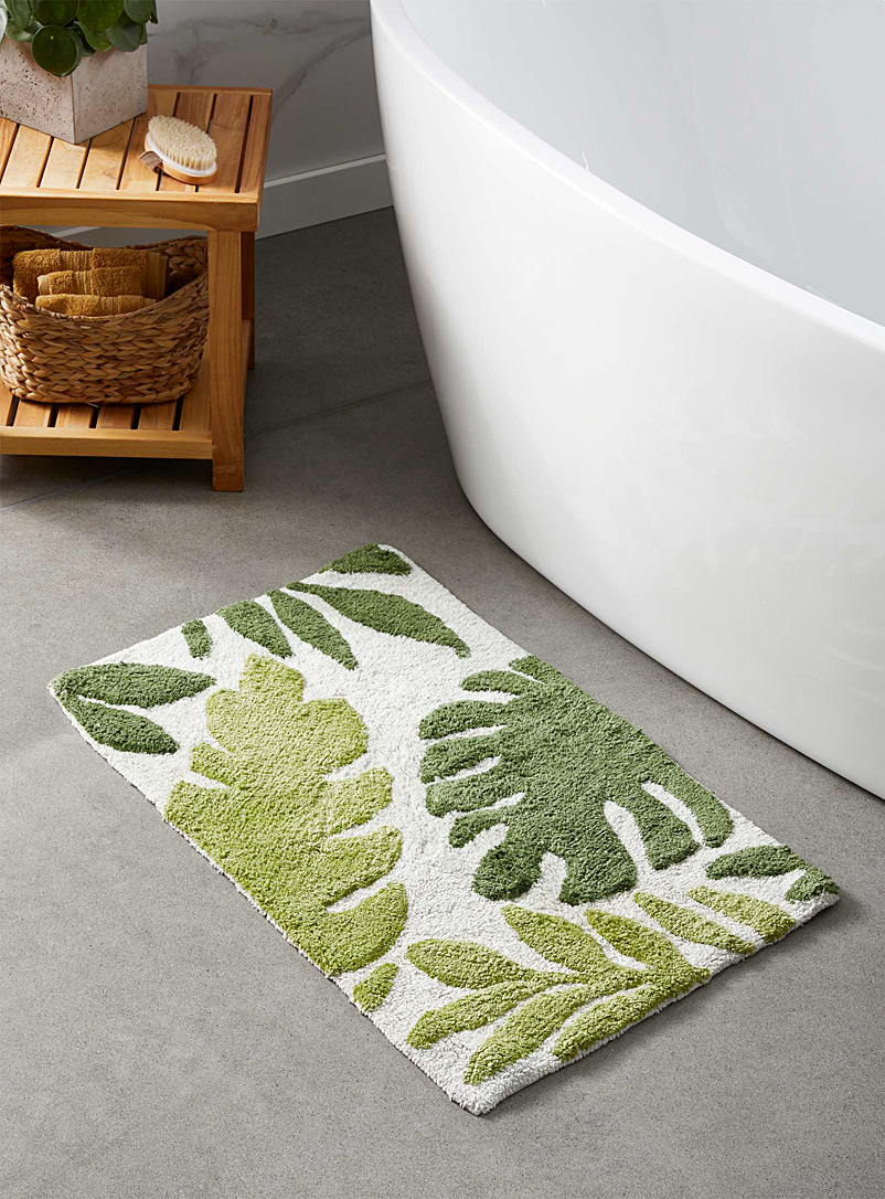 Simons Maison: Le tapis de bain coton bio feuilles relief 50 x 80 cm Assorti