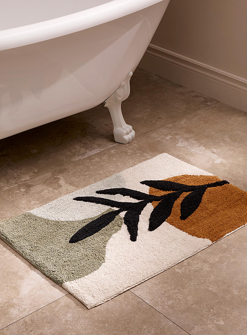 Simons Maison: Le tapis de bain coton recyclé feuille contrastante 50 x 80 cm Assorti