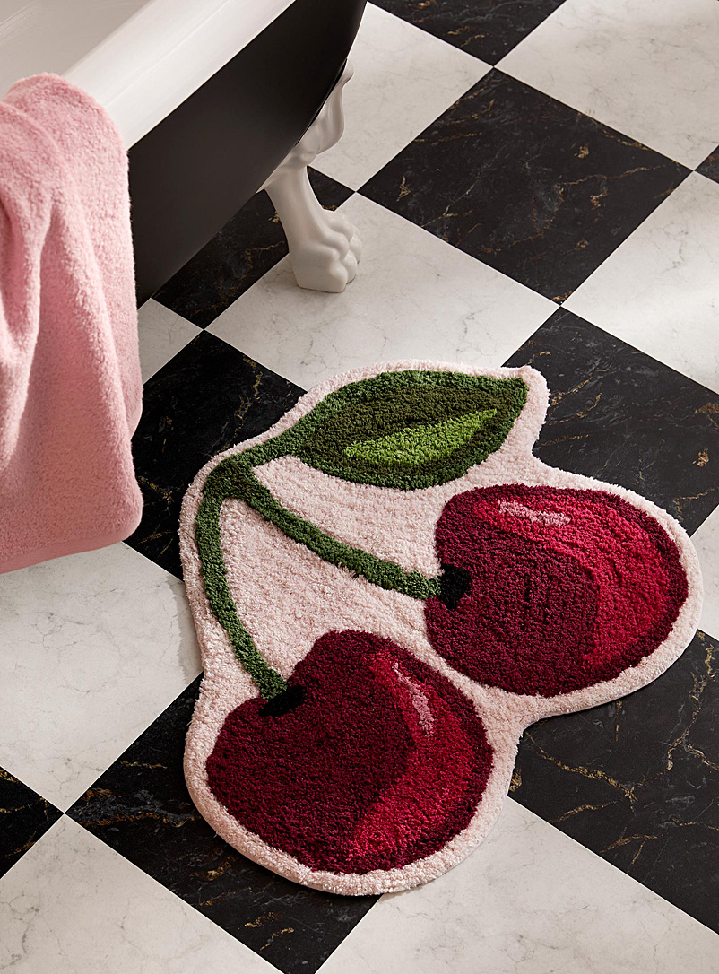 Simons Maison Mauve Cherries recycled cotton bath mat 50 x 63 cm