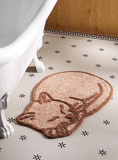 Simons Maison: Le tapis de bain chat endormi 44 x 68 cm Brun