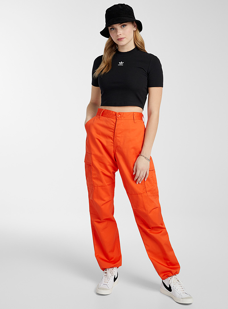 Twik Orange Solid-colour cargo pants for women
