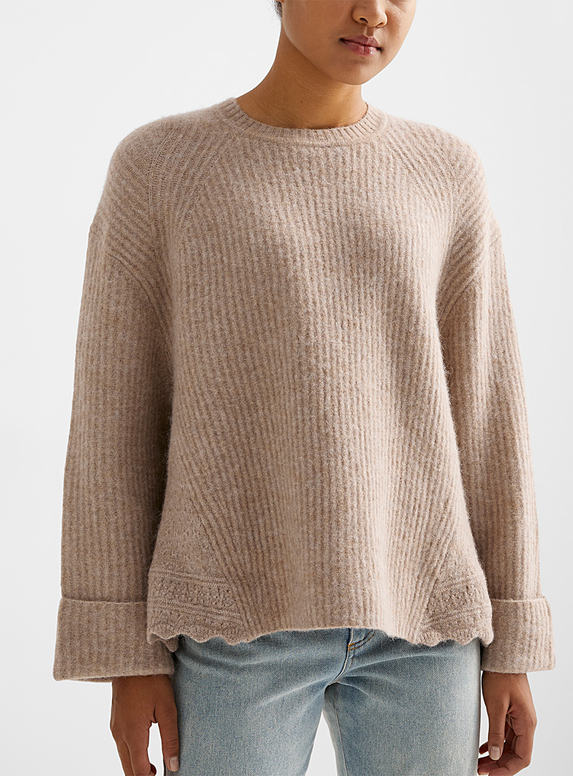 3.1 Phillip Lim Light Brown Lace knit sweater for women