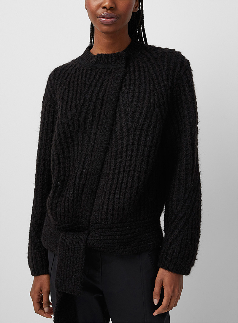 3.1 Phillip Lim Black Crossover ribbed sweater for women