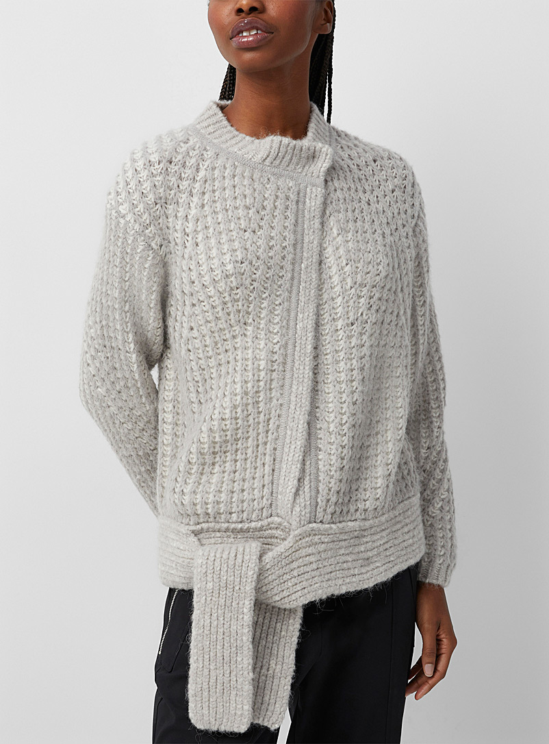 3.1 Phillip Lim Light Grey Crossover ribbed sweater for women
