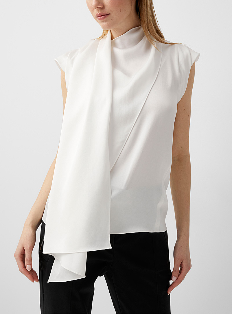 3.1 Phillip Lim: La blouse satinée à foulard Blanc pour femme