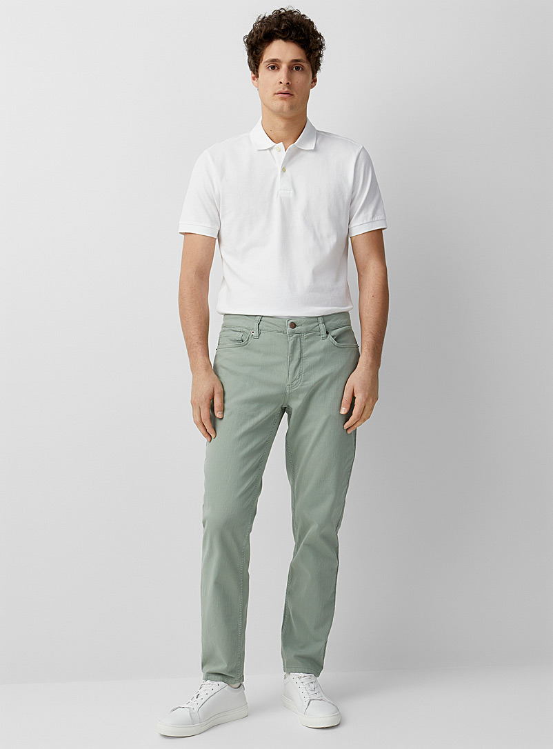 Le 31: Le jean couleur coton bio Coupe Stockholm - étroite Vert pâle-lime pour homme