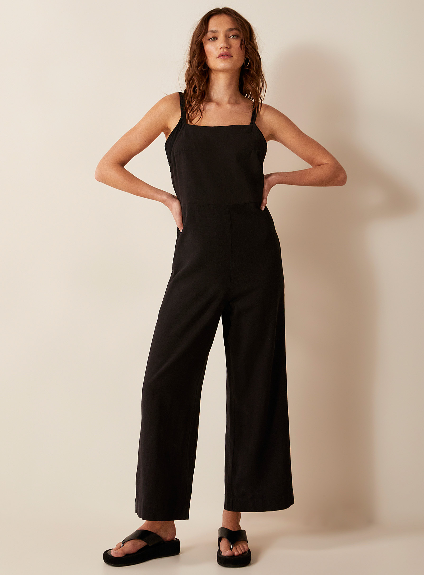 Rhythm Linen-blend Jumpsuit In Black
