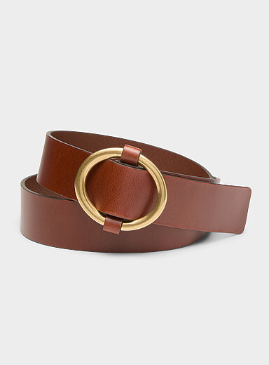Tisao oval buckle drawstring leather belt