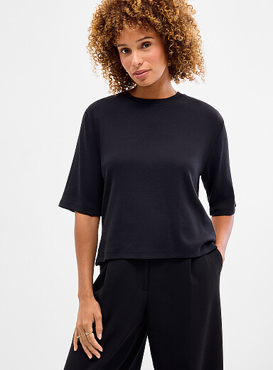 Sessun Black Serge Co ribbed boxy-fit T-shirt for women