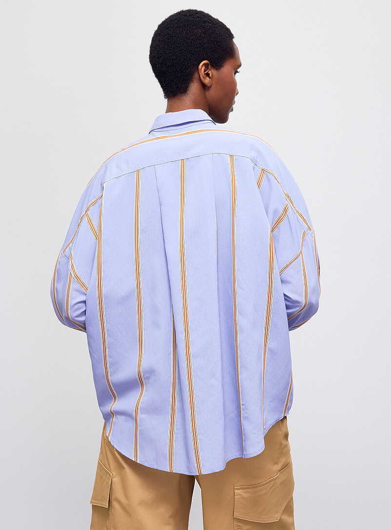 Sess&ugrave;n: La chemise ample rayures tiss&eacute;es Celona Bleu &agrave; motifs pour femme