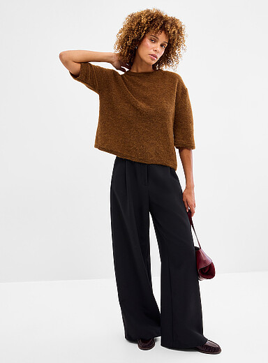 Sessun: Le pantalon &agrave; plis Provenco <b>Coupe : jambe tr&egrave;s large, taille haute</b> Noir pour femme