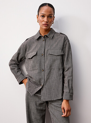 Sess&ugrave;n Grey Ferdilo utility shirt for women
