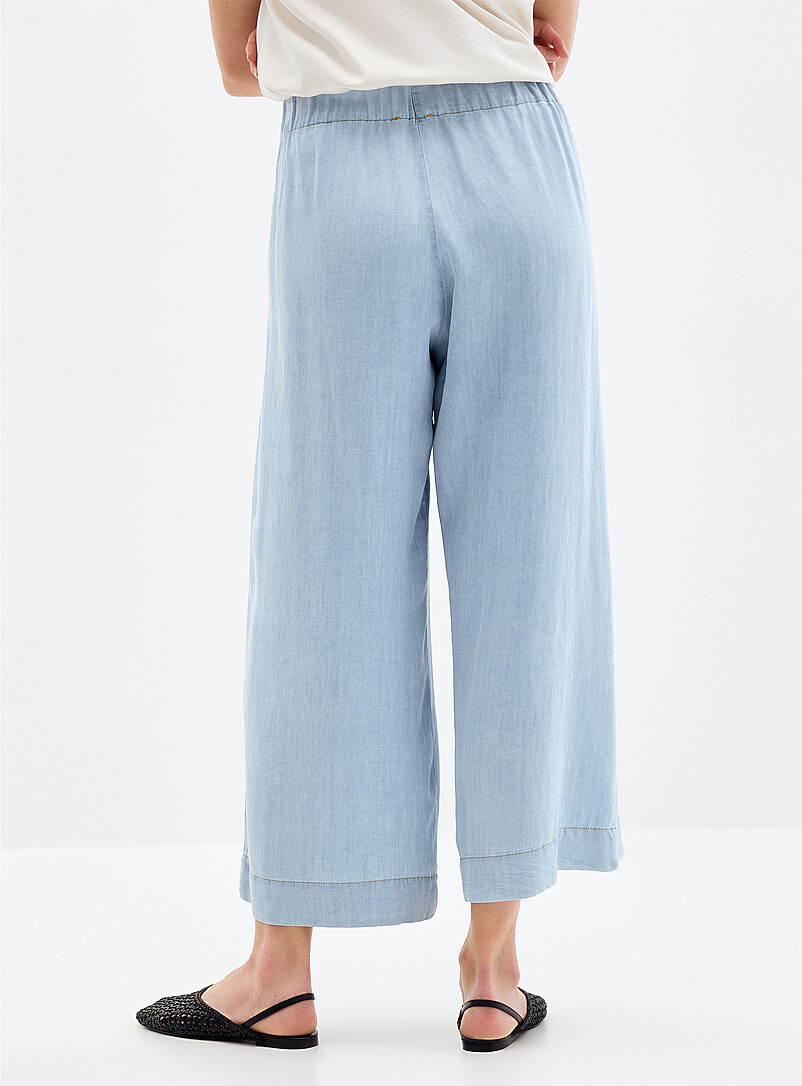 Ultra-lightweight faux-denim pant Fit: Wide leg, high rise