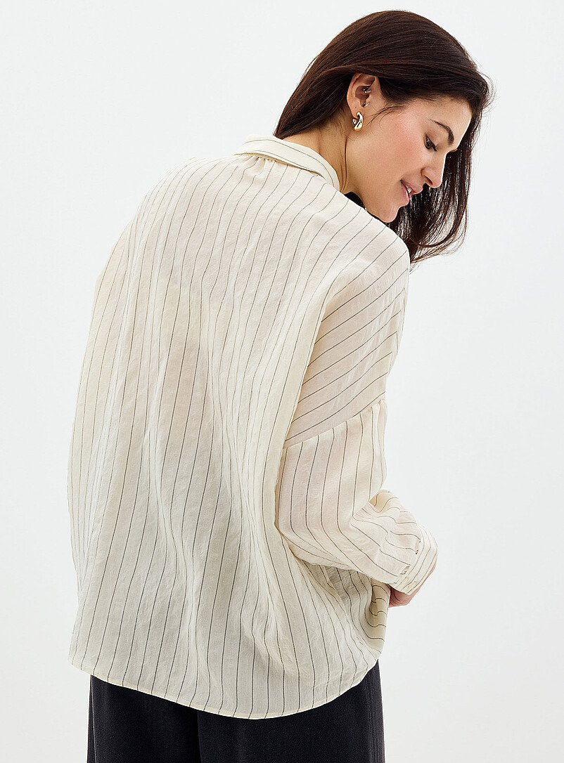 Sess&ugrave;n: La chemise ample voile ray&eacute; Botan Ivoire - Beige cr&egrave;me pour femme