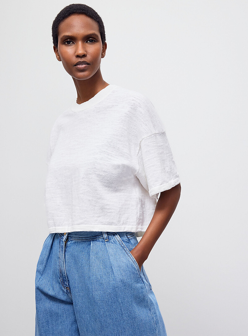 Moderno cotton and linen cropped boxy-fit sweater product image (primary)