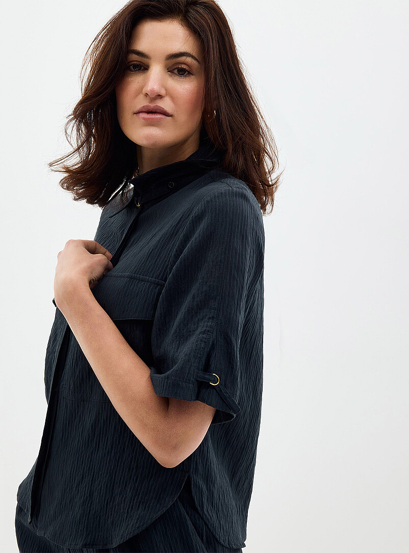 Simonin Textured Stripe Pocket Shirt