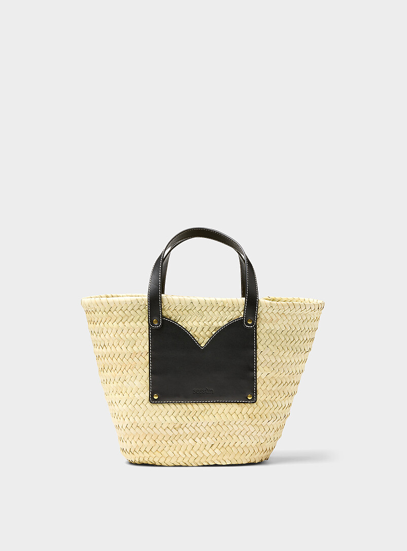 Divipa Palm Tree And Leather Mini Tote Bag
