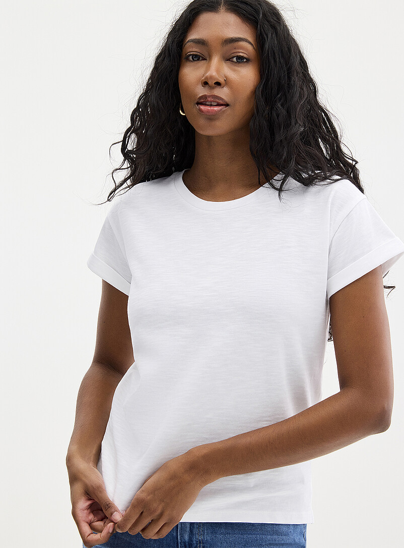 Albano cuffed sleeves slub T-shirt product image (primary)