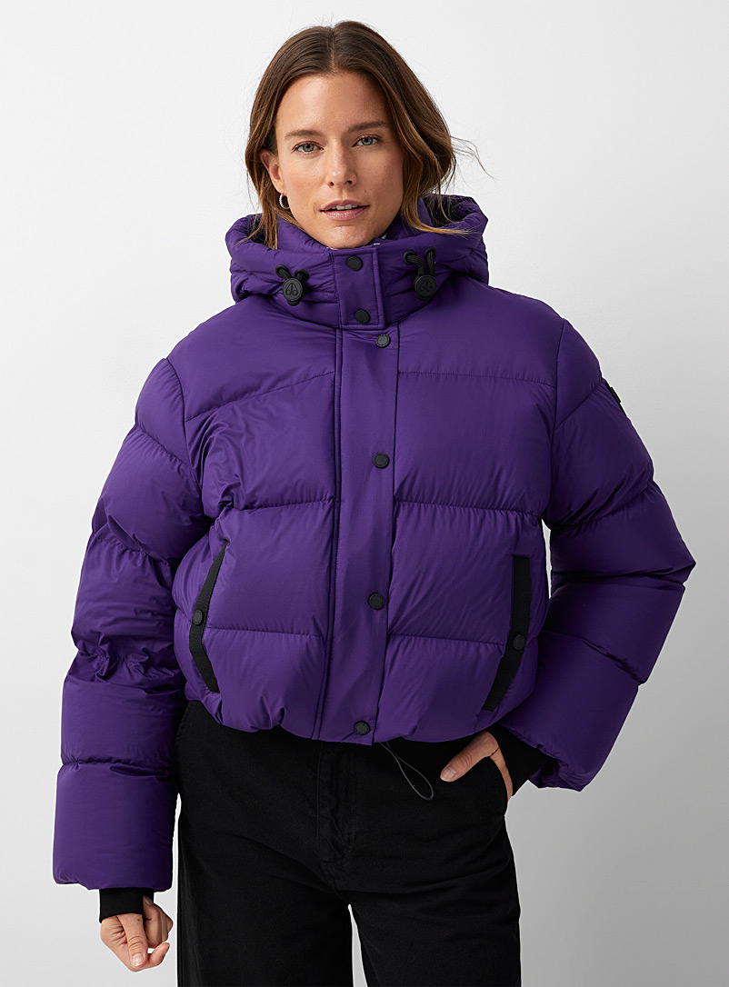 Moose Knuckles Mauve Prospect indigo violet puffer jacket for women