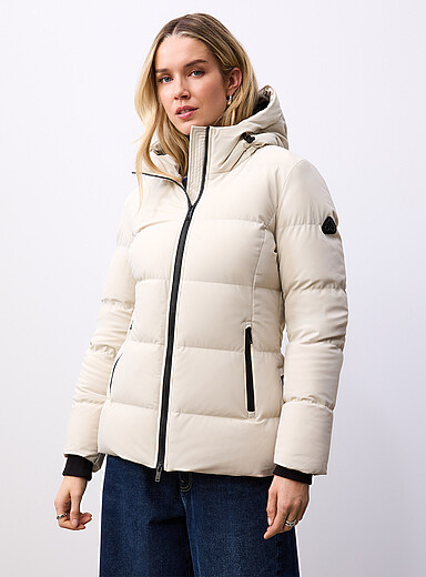 Moose Knuckles Ivory/Cream Beige Soho quilted coat for women