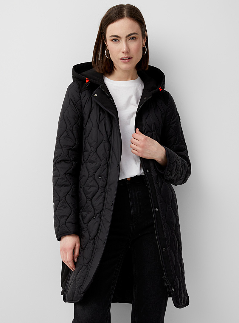 Moose Knuckles Black Manhattan wavy quilted jacket for women