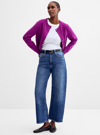 Arellia cropped jean <b>Fit: Barrel leg, high rise</b>