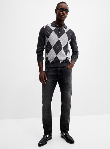 Paige Charcoal Federal faded-black jean <b> Slim straight fit</b> for men