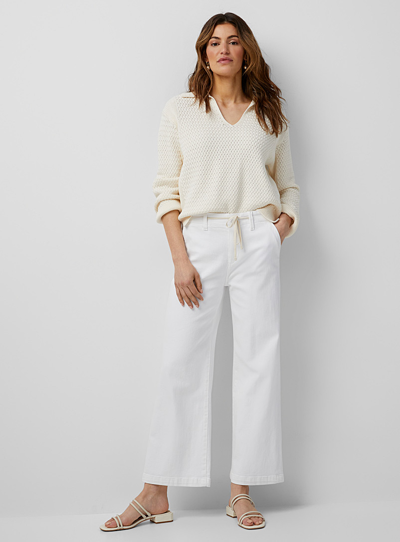 Paige White White Carly cropped wide-leg jean for women