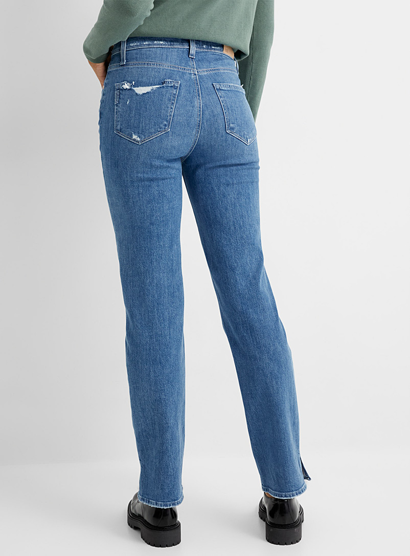 Paige Blue Distressed pocket Sarah straight jean for women