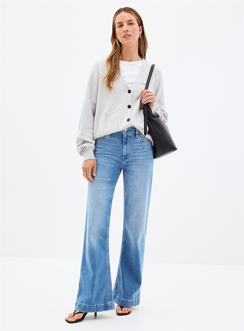 Leenah pale-indigo jean Fit: slim, flared leg, high rise product image (primary)