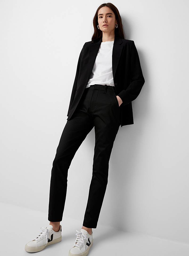 DU/ER Black Polished cotton stretch slim pant for women