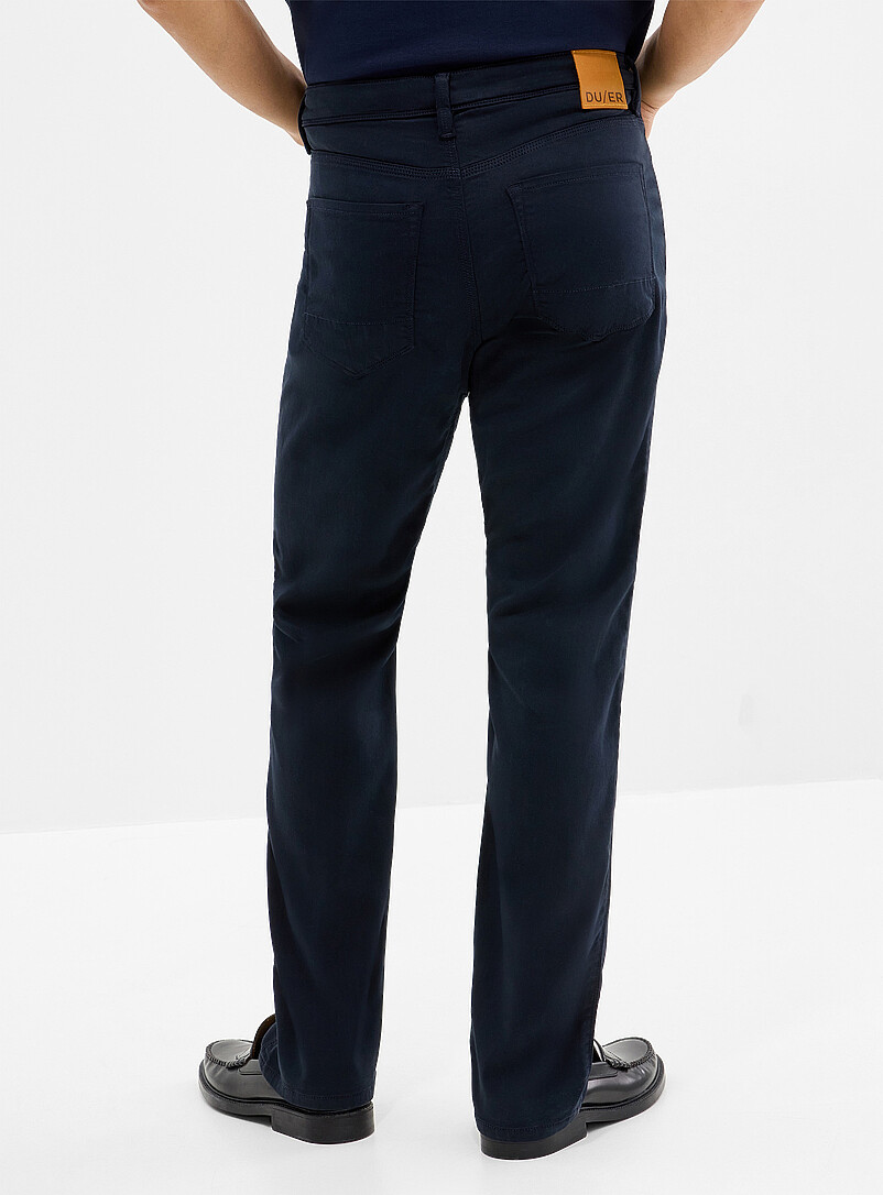 DUER: Le pantalon 5 poches No Sweat <b>Coupe droite</b> Bleu marine - Bleu nuit pour homme