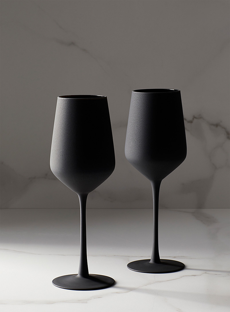 Ladelle: Les verres à vin noir mat Ensemble de 2 Noir